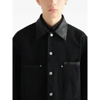 WORKWEAR OVERSHIRT WITH LEATHER COLLAR BLACK