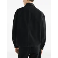 WORKWEAR OVERSHIRT WITH LEATHER COLLAR BLACK