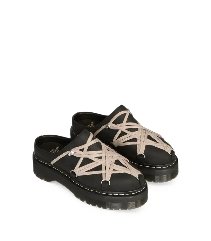 DR MARTENS QUAD SOLE MEGALACE MULE BLACK