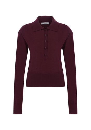 MEGUSTA COLLECTION Megusta Padded Knit Longsleeve Polo Burgundy MEGUSTA COLLECTION Megusta Padded Knit Longsleeve Polo Burgundy