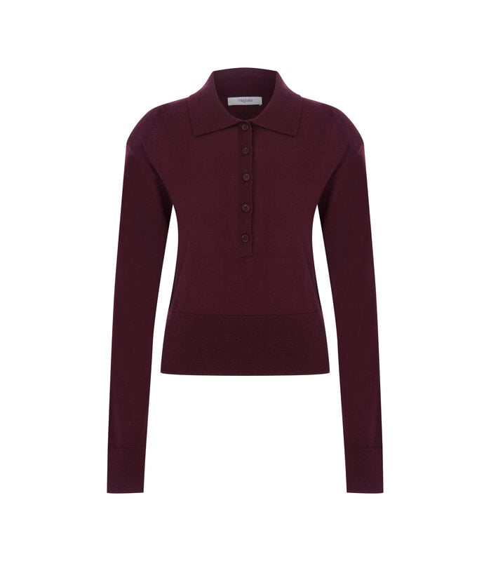 Megusta Padded Knit Longsleeve Polo Burgundy