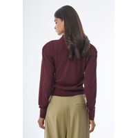 Megusta Padded Knit Longsleeve Polo Burgundy