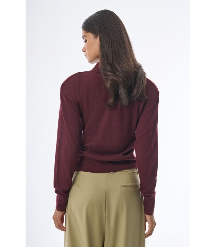 Megusta Padded Knit Longsleeve Polo Burgundy