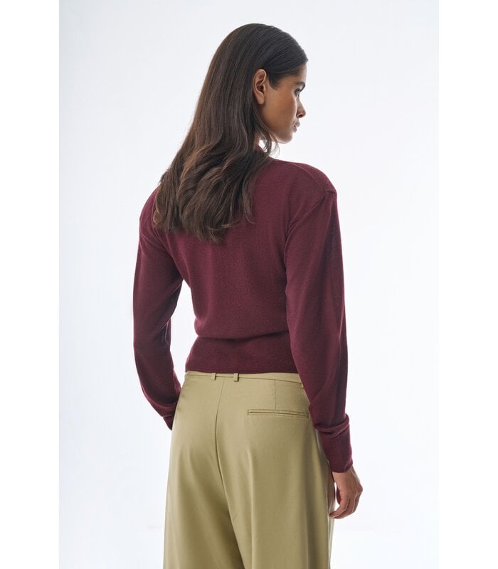 Megusta Padded Knit Longsleeve Polo Burgundy