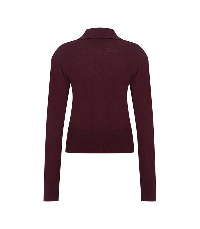 Megusta Padded Knit Longsleeve Polo Burgundy