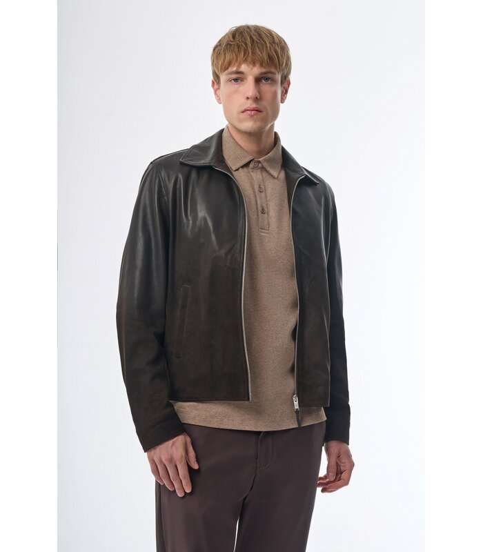 Megusta Degradé Suede Leather Jacket Chocolate Brown