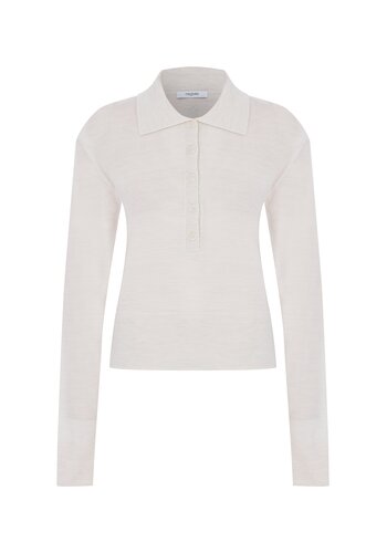 MEGUSTA COLLECTION Padded Knit Longsleeve Polo Creme
