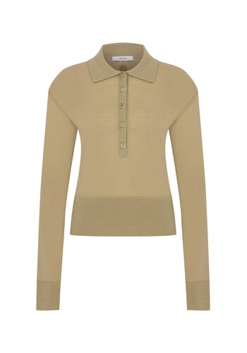 MEGUSTA COLLECTION Padded Knit Longsleeve Polo Hay Green