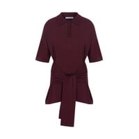 Oversized Sleeved Polo Merino Wool Burgundy