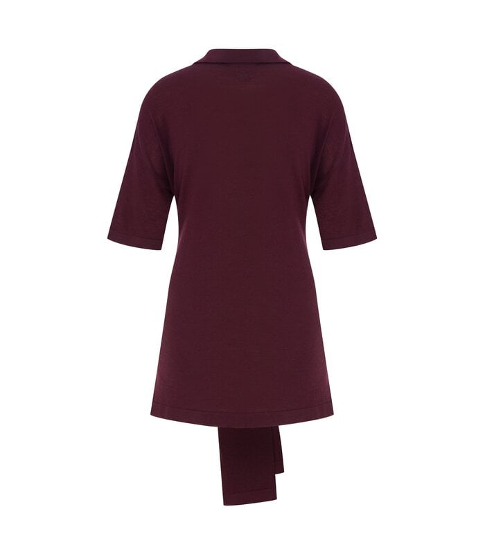 Oversized Sleeved Polo Merino Wool Burgundy