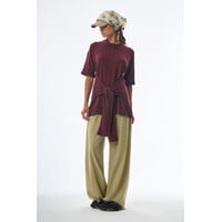 Oversized Sleeved Polo Merino Wool Burgundy