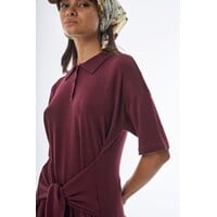 Oversized Sleeved Polo Merino Wool Burgundy