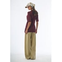 Oversized Sleeved Polo Merino Wool Burgundy