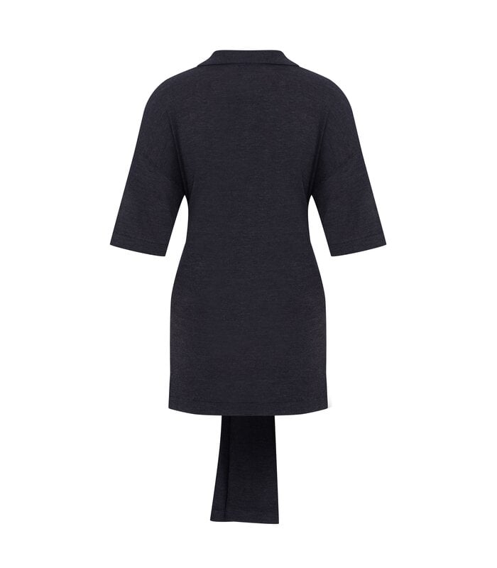 Oversized Sleeved Polo Merino Wool Anthracite