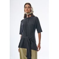 Oversized Sleeved Polo Merino Wool Anthracite