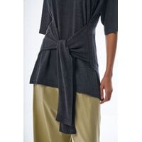 Oversized Sleeved Polo Merino Wool Anthracite