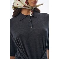 Oversized Sleeved Polo Merino Wool Anthracite