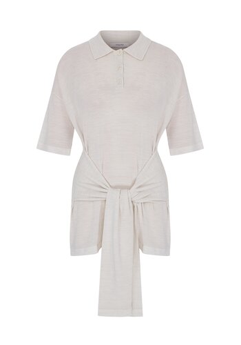 MEGUSTA COLLECTION Oversized Sleeved Polo Merino Wool Creme