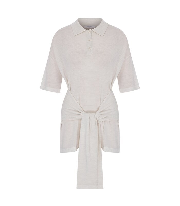 Oversized Sleeved Polo Merino Wool Creme