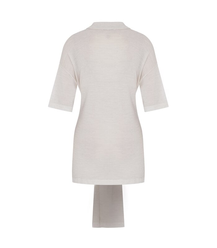 Oversized Sleeved Polo Merino Wool Creme