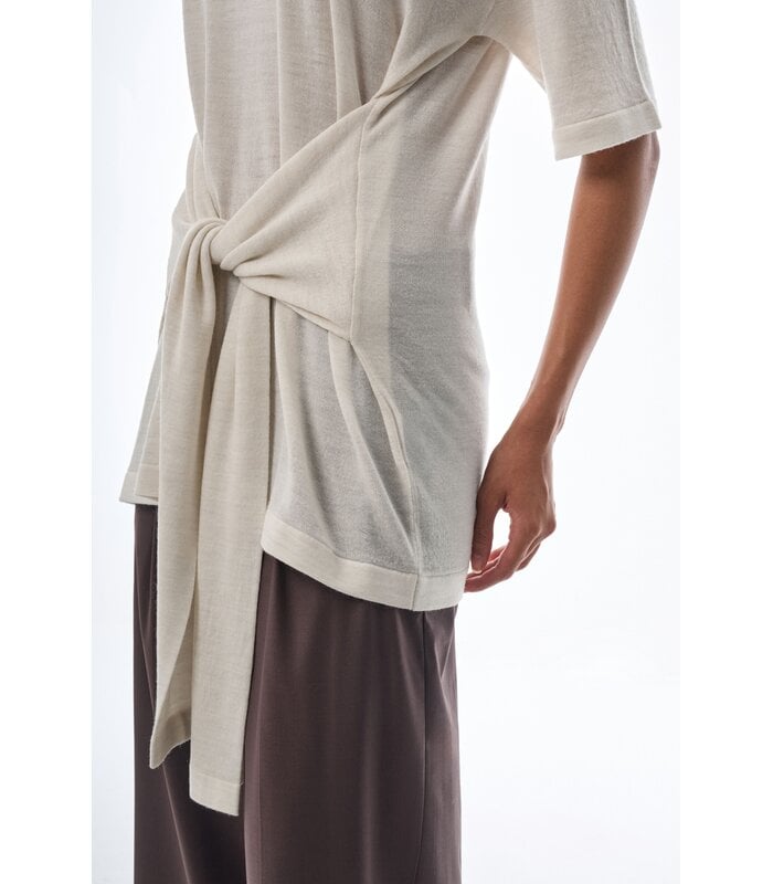 Oversized Sleeved Polo Merino Wool Creme