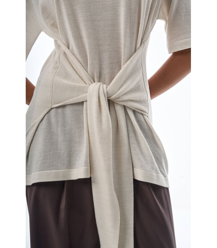 Oversized Sleeved Polo Merino Wool Creme