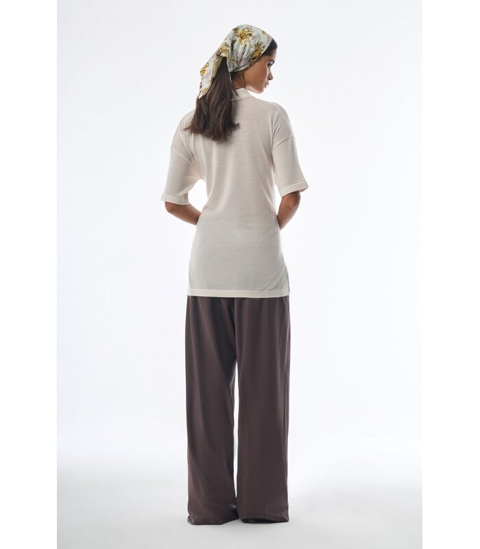 Oversized Sleeved Polo Merino Wool Creme