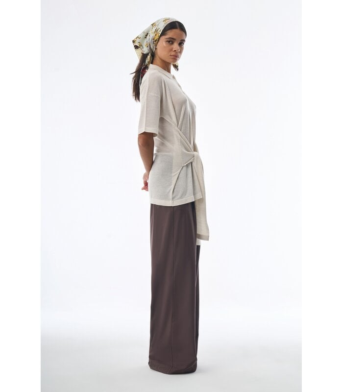 Oversized Sleeved Polo Merino Wool Creme