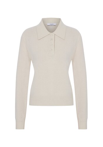 MEGUSTA COLLECTION Oversized Cashmere Wool Polo Knit Creme