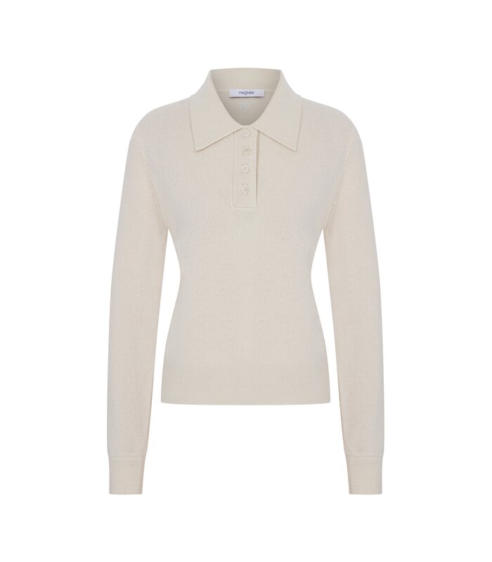 Megusta Oversized Cashmere Wool Polo Knit Creme