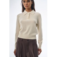 Megusta Oversized Cashmere Wool Polo Knit Creme
