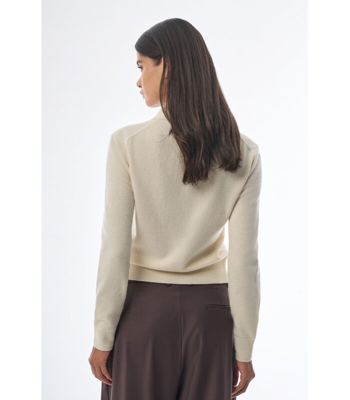 Megusta Oversized Cashmere Wool Polo Knit Creme
