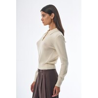 Megusta Oversized Cashmere Wool Polo Knit Creme
