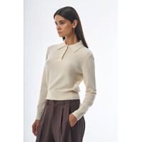 Megusta Oversized Cashmere Wool Polo Knit Creme