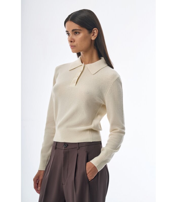 Megusta Oversized Cashmere Wool Polo Knit Creme
