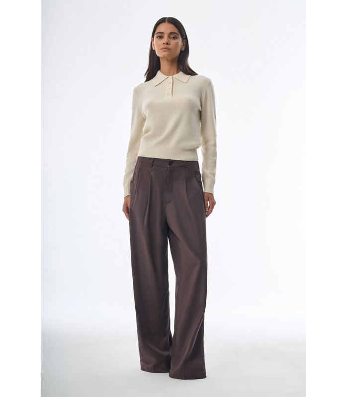 Megusta Oversized Cashmere Wool Polo Knit Creme