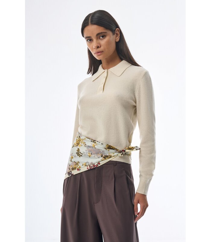 Megusta Oversized Cashmere Wool Polo Knit Creme