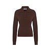 MEGUSTA ESSENTIALS Megusta Oversized Cashmere Wool Polo Knit Chocolate Brown