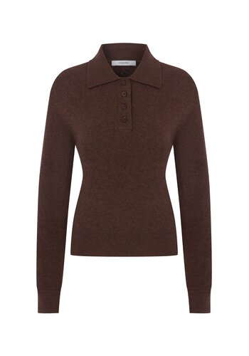 MEGUSTA ESSENTIALS Megusta Oversized Cashmere Wool Polo Knit Chocolate Brown MEGUSTA ESSENTIALS Megusta Oversized Cashmere Wool Polo Knit Chocolate Brown