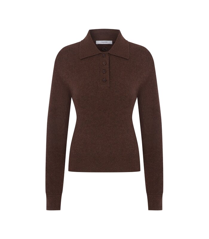 Megusta Oversized Cashmere Wool Polo Knit Chocolate Brown