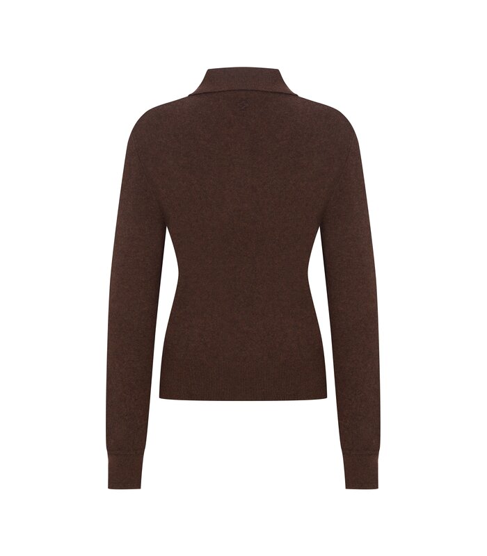 Megusta Oversized Cashmere Wool Polo Knit Chocolate Brown