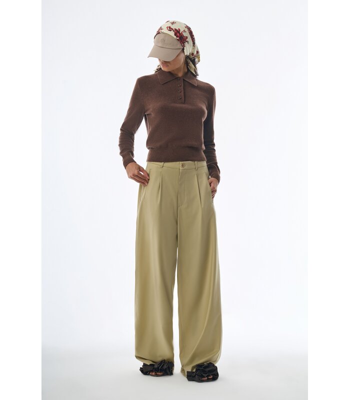 Megusta Oversized Cashmere Wool Polo Knit Chocolate Brown