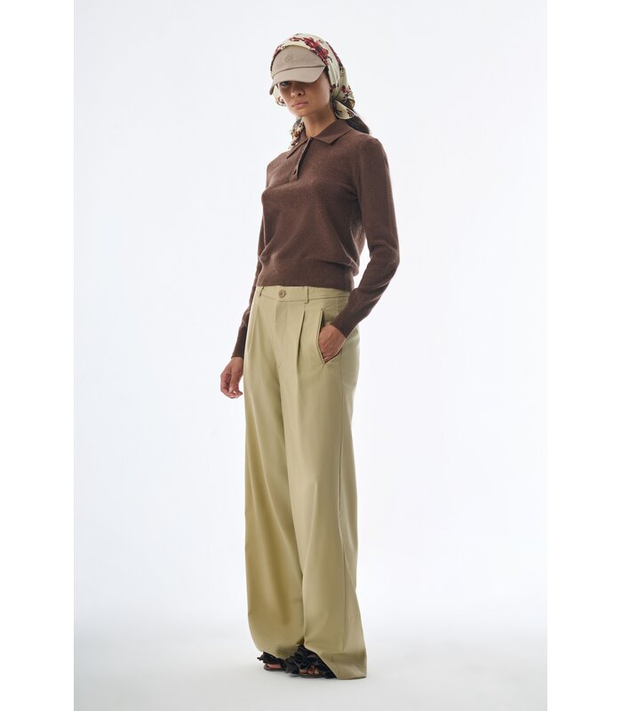 Megusta Oversized Cashmere Wool Polo Knit Chocolate Brown