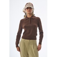Megusta Oversized Cashmere Wool Polo Knit Chocolate Brown