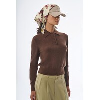 Megusta Oversized Cashmere Wool Polo Knit Chocolate Brown