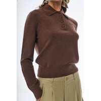 Megusta Oversized Cashmere Wool Polo Knit Chocolate Brown