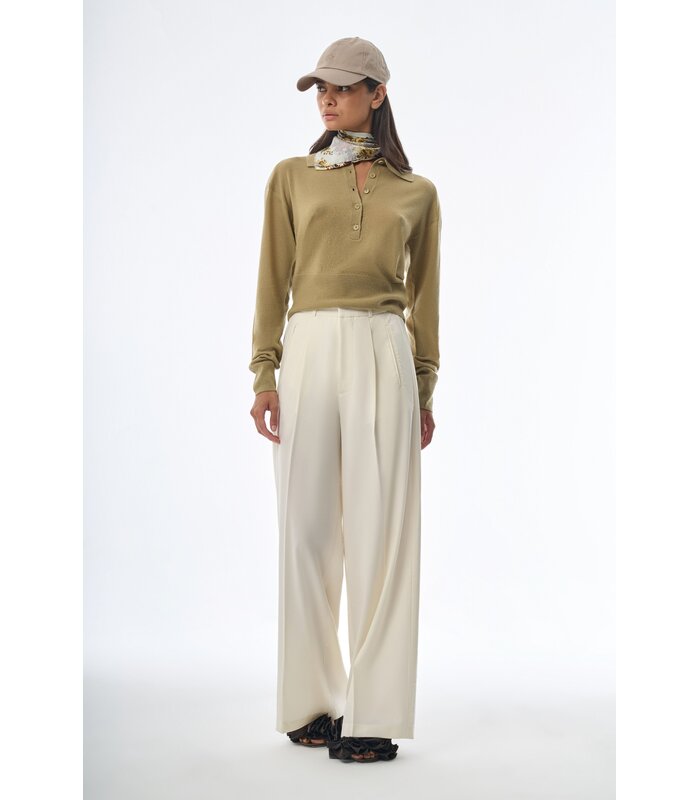 Megusta High Waisted Wool Trousers Off White