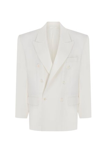 MEGUSTA ESSENTIALS Megusta Oversized Wool Double Breasted Blazer Off White