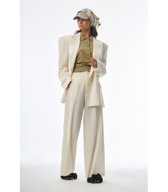 Megusta Oversized Wool Double Breasted Blazer Off White