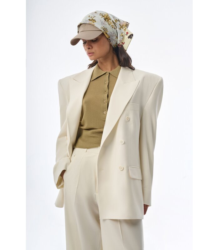 Megusta Oversized Wool Double Breasted Blazer Off White
